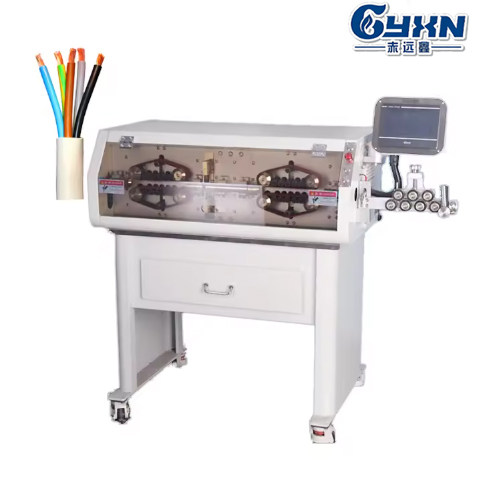 Automatic inner and outer cutting & stripping machine for multi core round sheathed wires